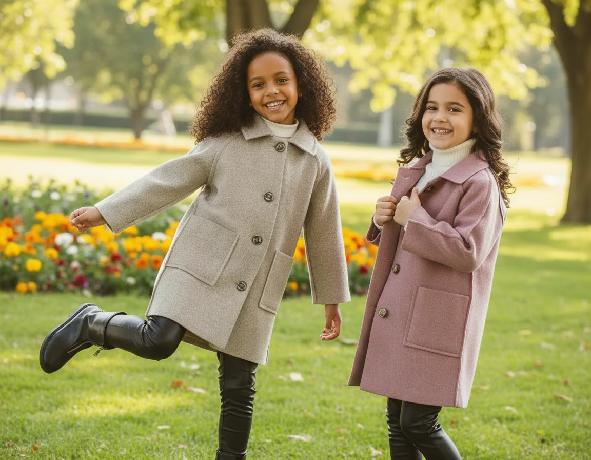 Kids Winter Coat – Vintage Wool Blend Warm Long Coat Trikidsworld