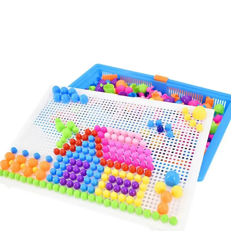 296PCS Mushroom Nail DIY Handmade Toys Children's Montessori Educational Toys Intelligent 3D Puzzle Game Jigsaw Board Gifts Trikidsworld