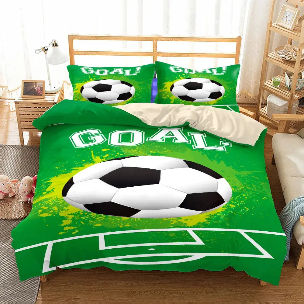 Watercolor Soccer Children Duvet Cover Set King Queen Double Full Twin Single Size Bed Linen Set Trikidsworld