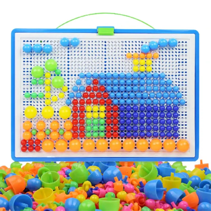 296PCS Mushroom Nail DIY Handmade Toys Children's Montessori Educational Toys Intelligent 3D Puzzle Game Jigsaw Board Gifts Trikidsworld