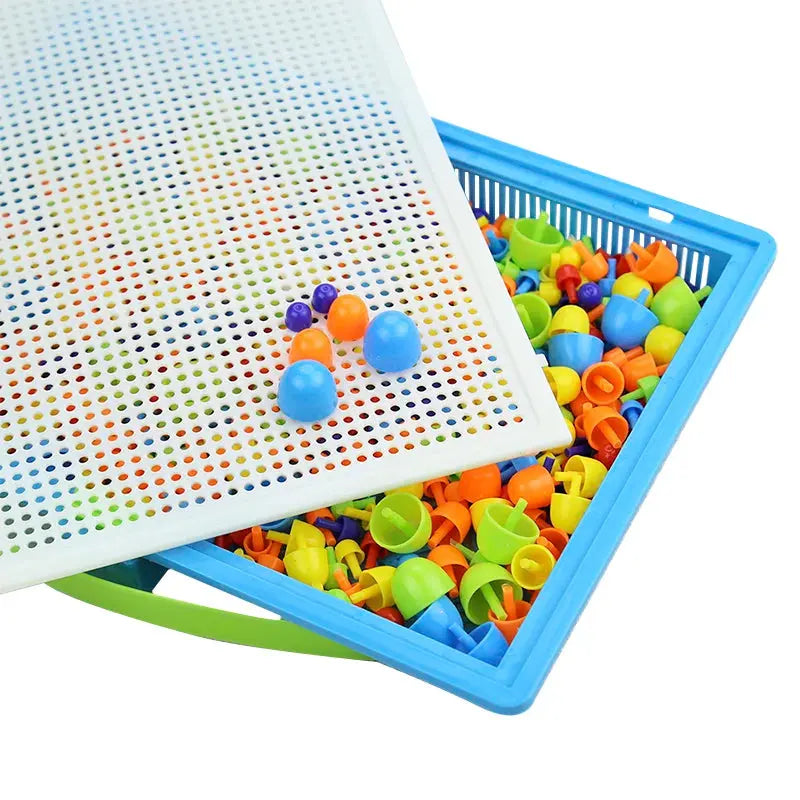 296PCS Mushroom Nail DIY Handmade Toys Children's Montessori Educational Toys Intelligent 3D Puzzle Game Jigsaw Board Gifts Trikidsworld