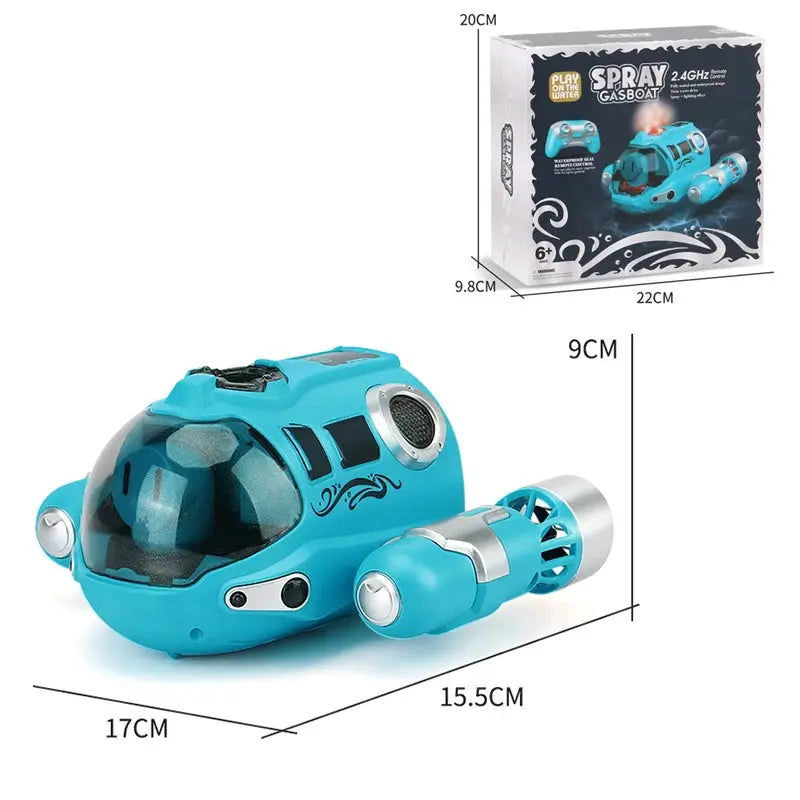 2.4GHz Rc Boat Toys Remote Control Boat Waterproof Spray Swimming Pool Bathing RC Steamboat For Boys And Girls Children's Gift Trikidsworld