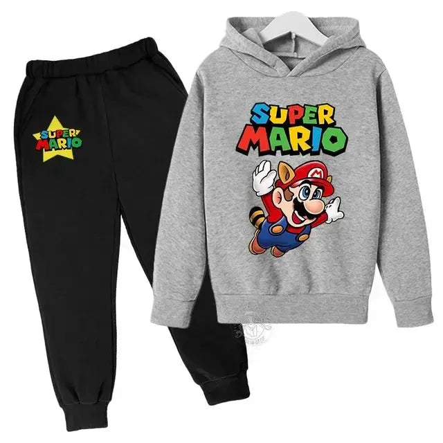 Super Mario Bros Boy Girl Hoodie Suit Spring Autumn Kids Hooded Sportswear Setspants Boys Pokemon Clothes 2-14 Years Children's Trikidsworld
