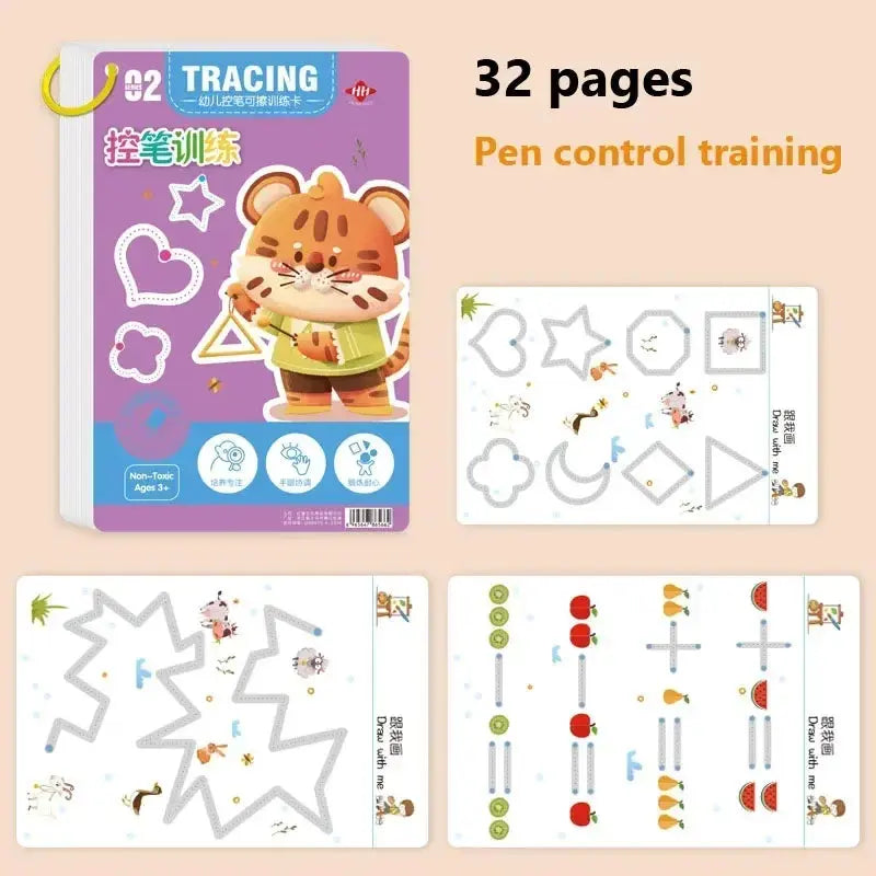 Magical Tracing Workbook Educational Montessori Books for Children Pen Control Training Reusable Calligraphy Copybook for Kids Trikidsworld