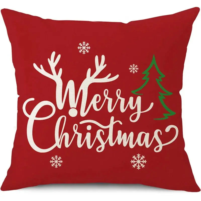45cm Merry Christmas Cushion Cover Pillowcase 2024 Christmas Decorations for Home Ornament Happy New Year Christmas Decor 2025 Trikidsworld