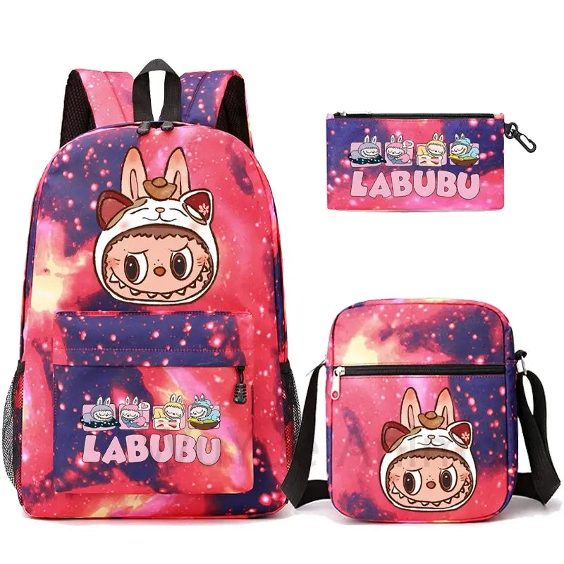 3Pcs/set Cartoon Printed Backpack Teenager Student Boy Girl Schoolbag Larger Capacity Bagpack Travel Bag Kid Gift Mochila Trikidsworld