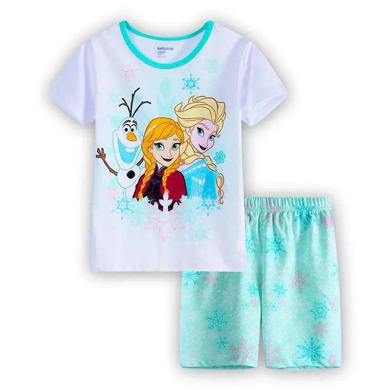 Summer Kids Pyjamas Children Sleepwear Baby Set Elsa Girls Minnie Short sleeved Pijamas Cotton Nightwear Clothes Pajamas Sets Trikidsworld