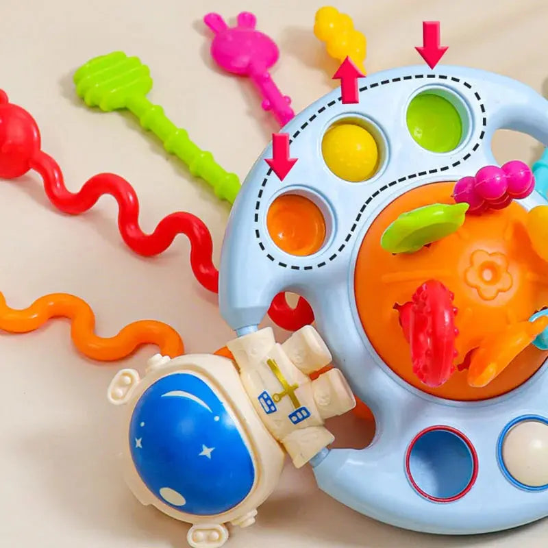 Baby Montessori Pull String Sensory Toys – Teething & Activity Silicone Toys for 6-12 Months Trikidsworld