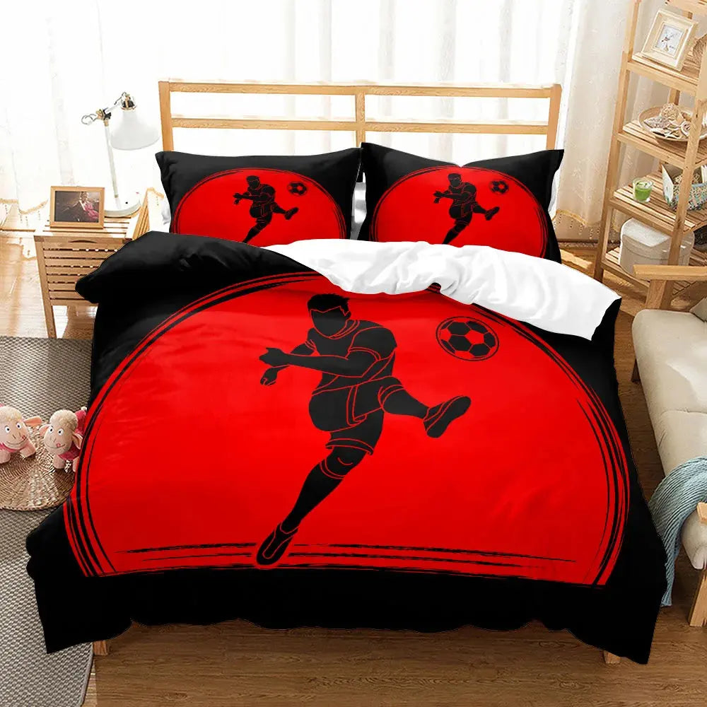 Watercolor Soccer Children Duvet Cover Set King Queen Double Full Twin Single Size Bed Linen Set Trikidsworld