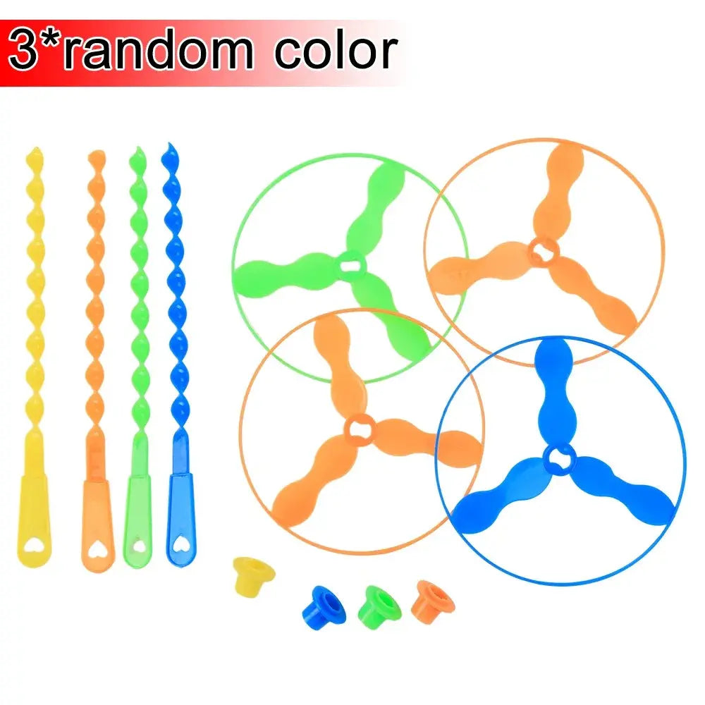 1-10Pcs Flying Helicopter Toy Hand Rotating Circle Bamboo Dragonfly Hand Rub Plastic Propeller for Outdoor Flying Toy Kids Gift Trikidsworld