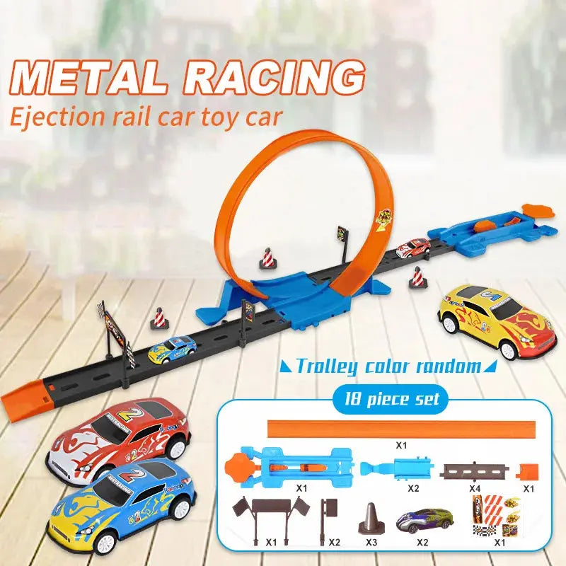 Kids Double Car Wheels Model Racing Track Toys DIY Assembled Rail Kits Catapult Rail Car Racing Boy Toy For Boys Girls Gifts Trikidsworld
