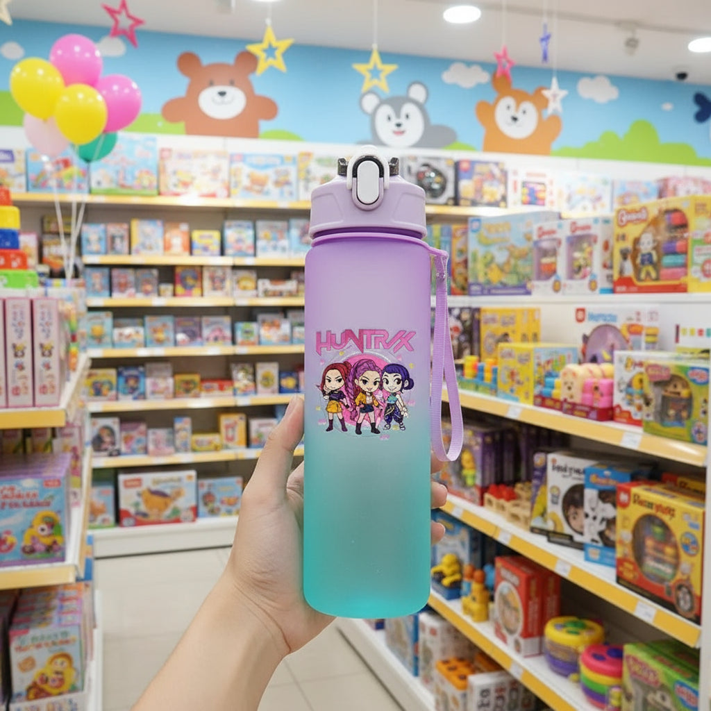 KPop Demon Hunters Gradient Water Bottles 750ml High-capacity Drinking Straw Cup Portable Girl Outdoor Bottles Office School Trikidsworld