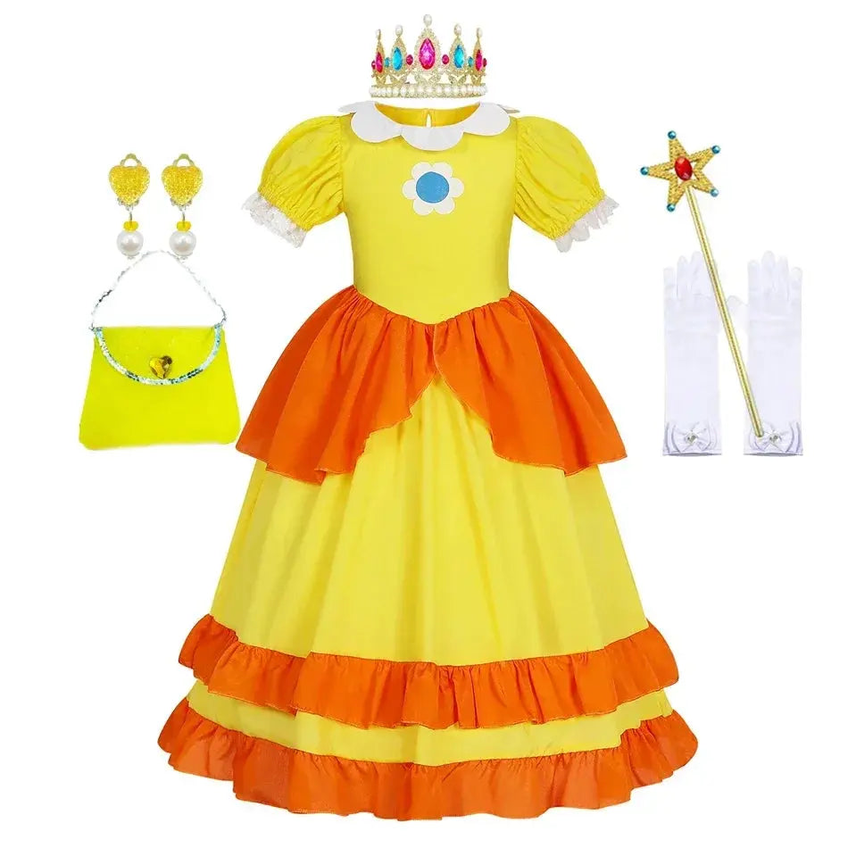 Peach Costume Girl Rosalina Dress Daisy Cosplay Children Birthday Party Dresses for Girls Trikidsworld