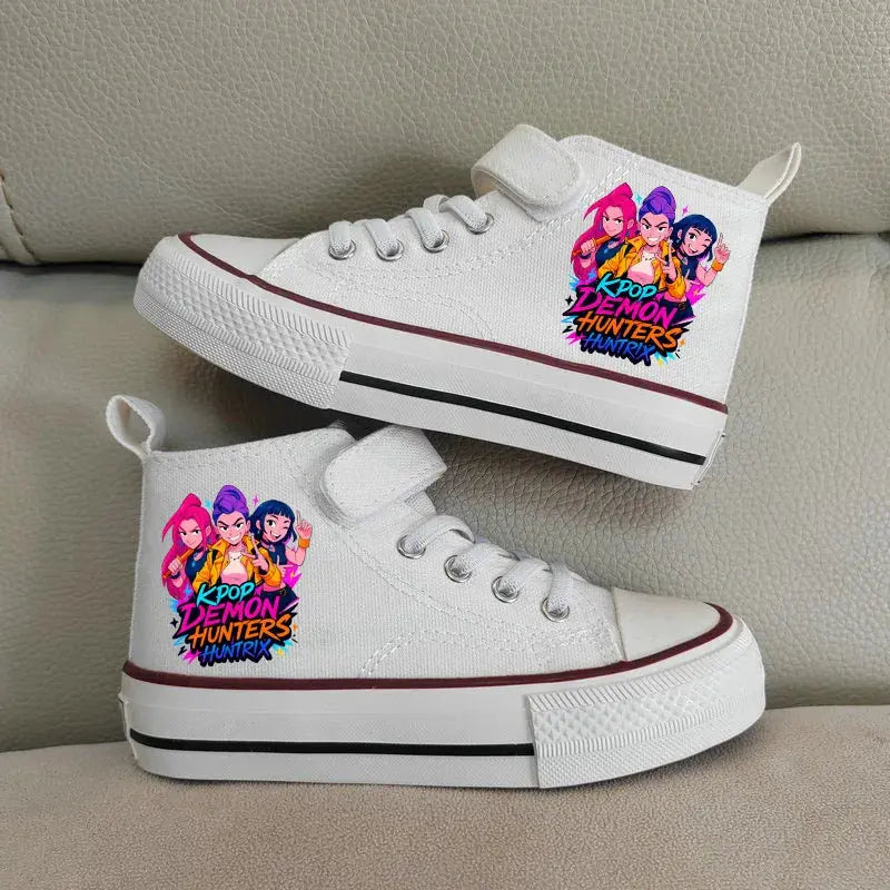 Children's Canvas Shoes High-Top Kpop Demon Hunter Girls Sneakers Breathable Kids sports Shoes Student Running Tennis Shoe Trikidsworld