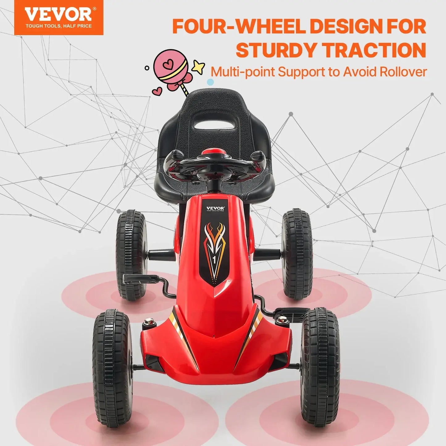 VEVOR 66lbs Kids Pedal Go Kart 4 Wheel Off-Road Pedal Ride On Toys with Adjustable Seat Outdoor Racer Pedal Car for Boys & Girls Trikidsworld