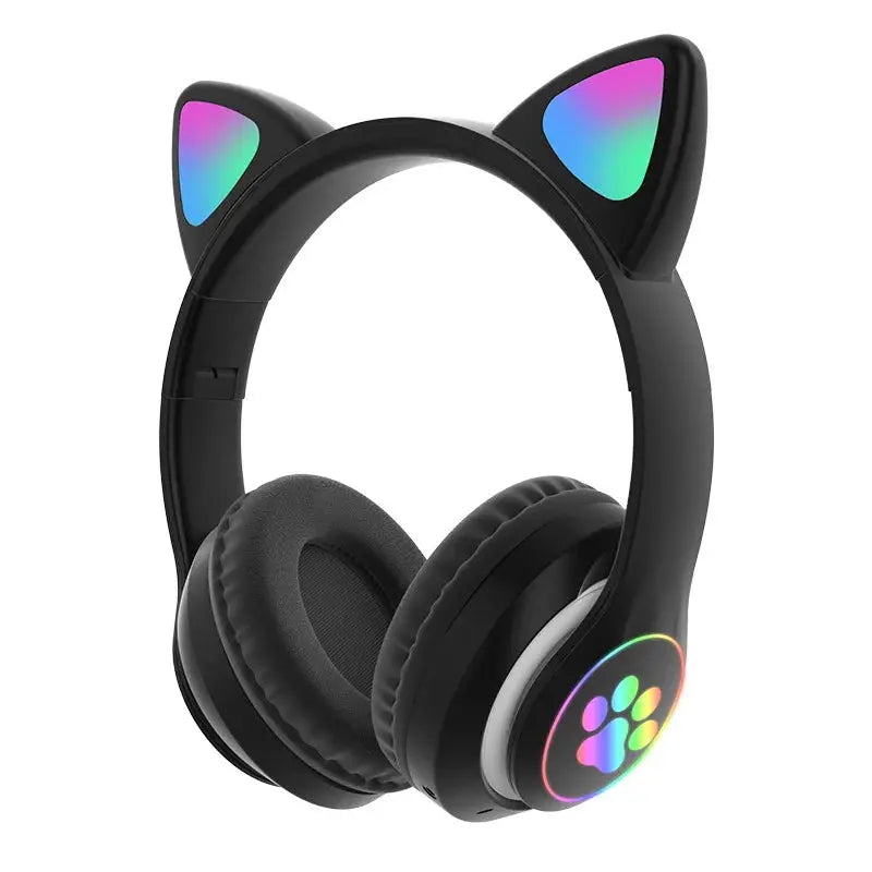 P47M Wireless Headphone Flash Light Cute Cat Bluetooth with Mic Control LED Stereo Music Helmet Phone Bluetooth Headset Gift Trikidsworld