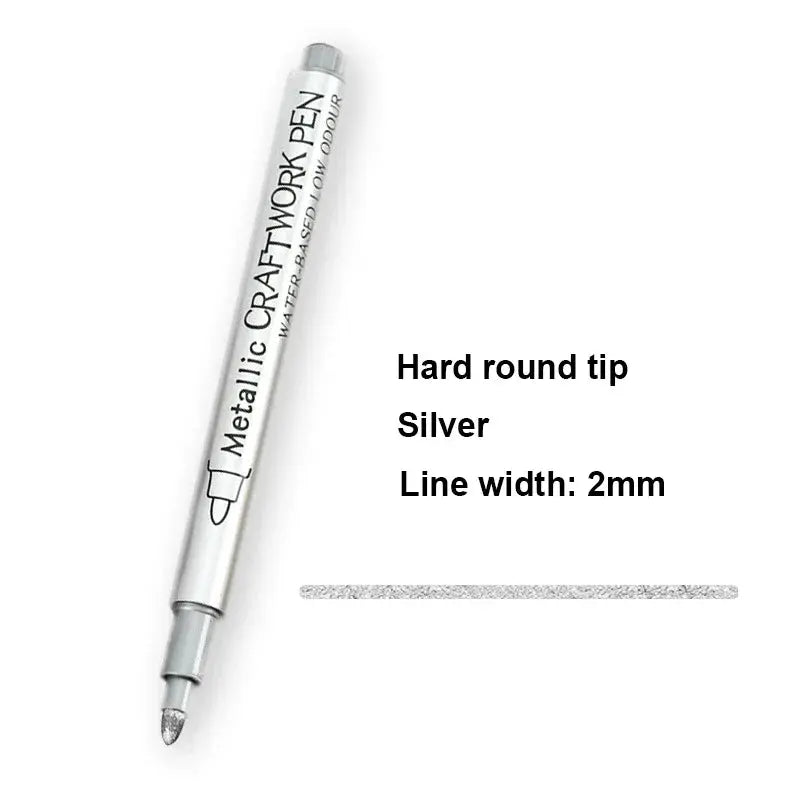 2/1Pc Brush Metallic Marker Pens Gold Silver Color Permanent Art Marker For Manga Crafts Scrapbooking School Stationery Supplies Trikidsworld