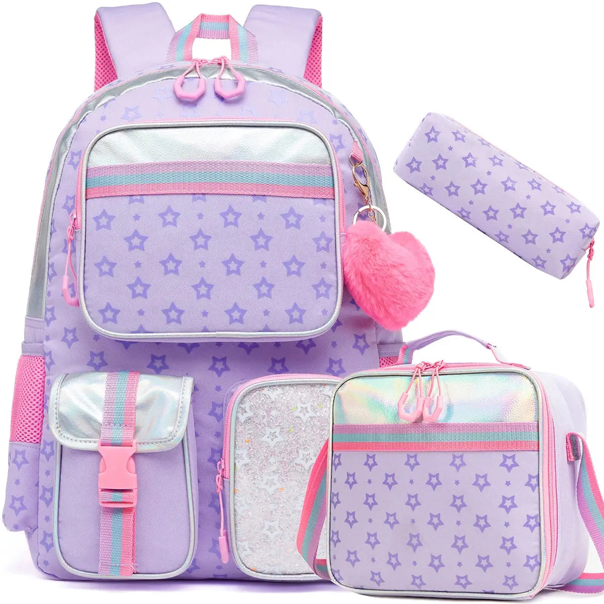 Meetbelify Backpack for Girls Schoolbag Aesthetic Backpack for Elementary Student Teen Girls Bookbag with Lunchbox and Penbag Trikidsworld