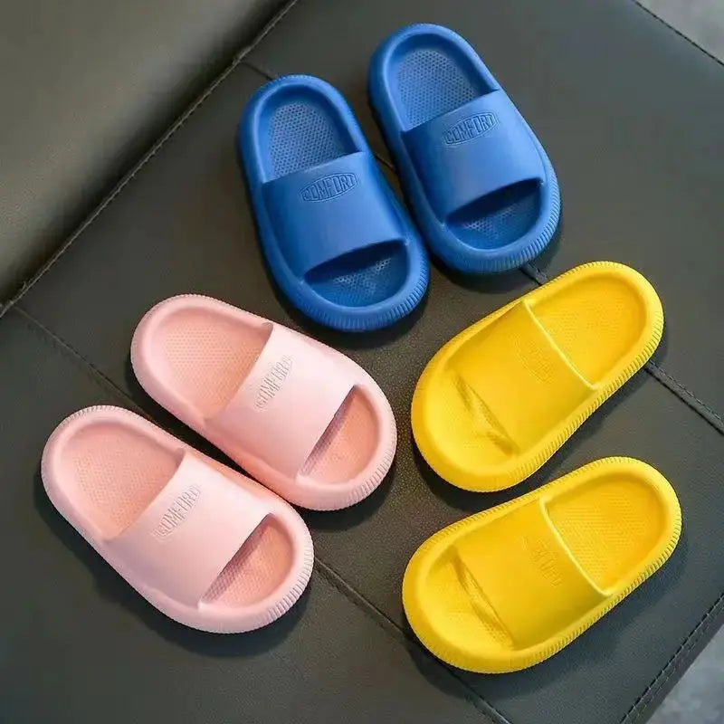 Children Bathroom Slippers Summer Solid Color Anti Slip Soft Sole Kid Slippers 4-10 Years Old Boys and Girls Cute Home Slippers Trikidsworld