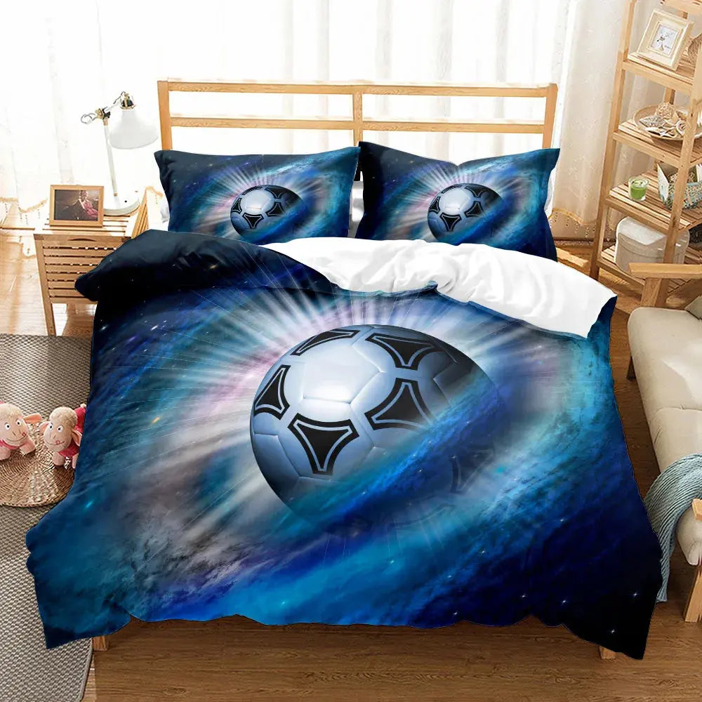 Watercolor Soccer Children Duvet Cover Set King Queen Double Full Twin Single Size Bed Linen Set Trikidsworld