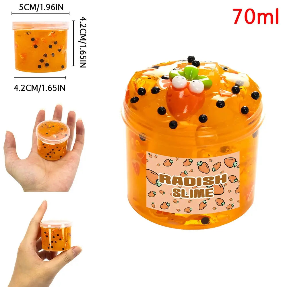 70/300ml Large Crunchy Crystal Slime Kit - Leaf Watermelon Grape Premade Slime Pack Set Non-Sticky Jelly Cube Slime for Party Trikidsworld