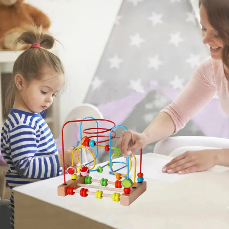 Montessori Wooden Bead Maze & Abacus Toy for Toddlers 1–3 Years Trikidsworld
