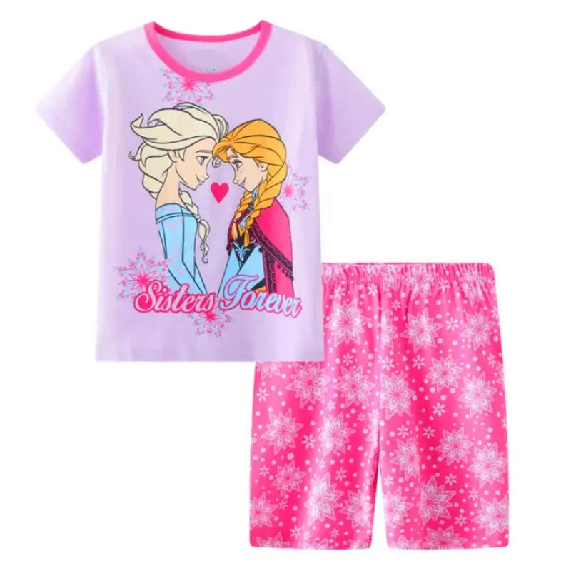Summer Kids Pyjamas Children Sleepwear Baby Set Elsa Girls Minnie Short sleeved Pijamas Cotton Nightwear Clothes Pajamas Sets Trikidsworld