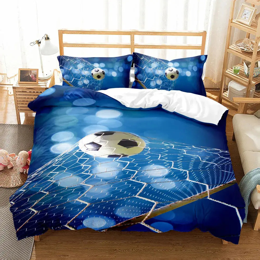 Watercolor Soccer Children Duvet Cover Set King Queen Double Full Twin Single Size Bed Linen Set Trikidsworld
