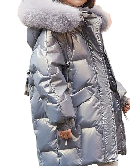 Kids Winter Down Coat 2025 New Girls Korean Fashionable Casual Daily Solid Color Hooded Cotton-padded Parkas Warm Coat Trikidsworld