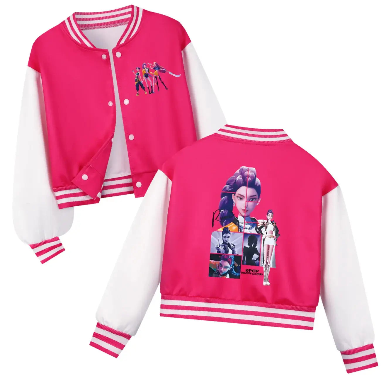 Kids Cartoon KPop Demon Hunters Huntrix Printed Baseball Uniform Hoodie + Pants Spring/Fall Clothing Boys and Girls Tracksuit Trikidsworld