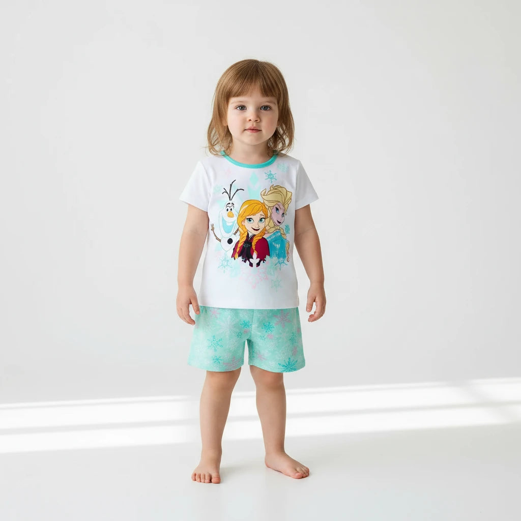 Casual Frozen Snow Queen Children's Summer Short Sleeve Pajamas Cartoon Suit Girls Cotton Kids Pajamas Dress Costumes Trikidsworld