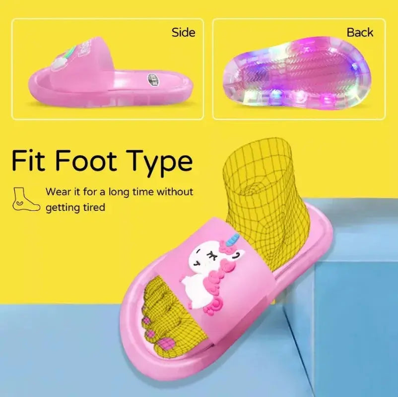 Children‘s Boys Girls Slippers Cartoon Unicorn Animals Prints Shoes Lighted Fashion Cute Shoes Bathroom Kids Toddler Slippers Trikidsworld