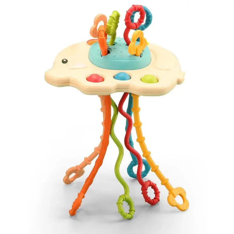 Baby Montessori Pull String Sensory Toys – Teething & Activity Silicone Toys for 6-12 Months Trikidsworld