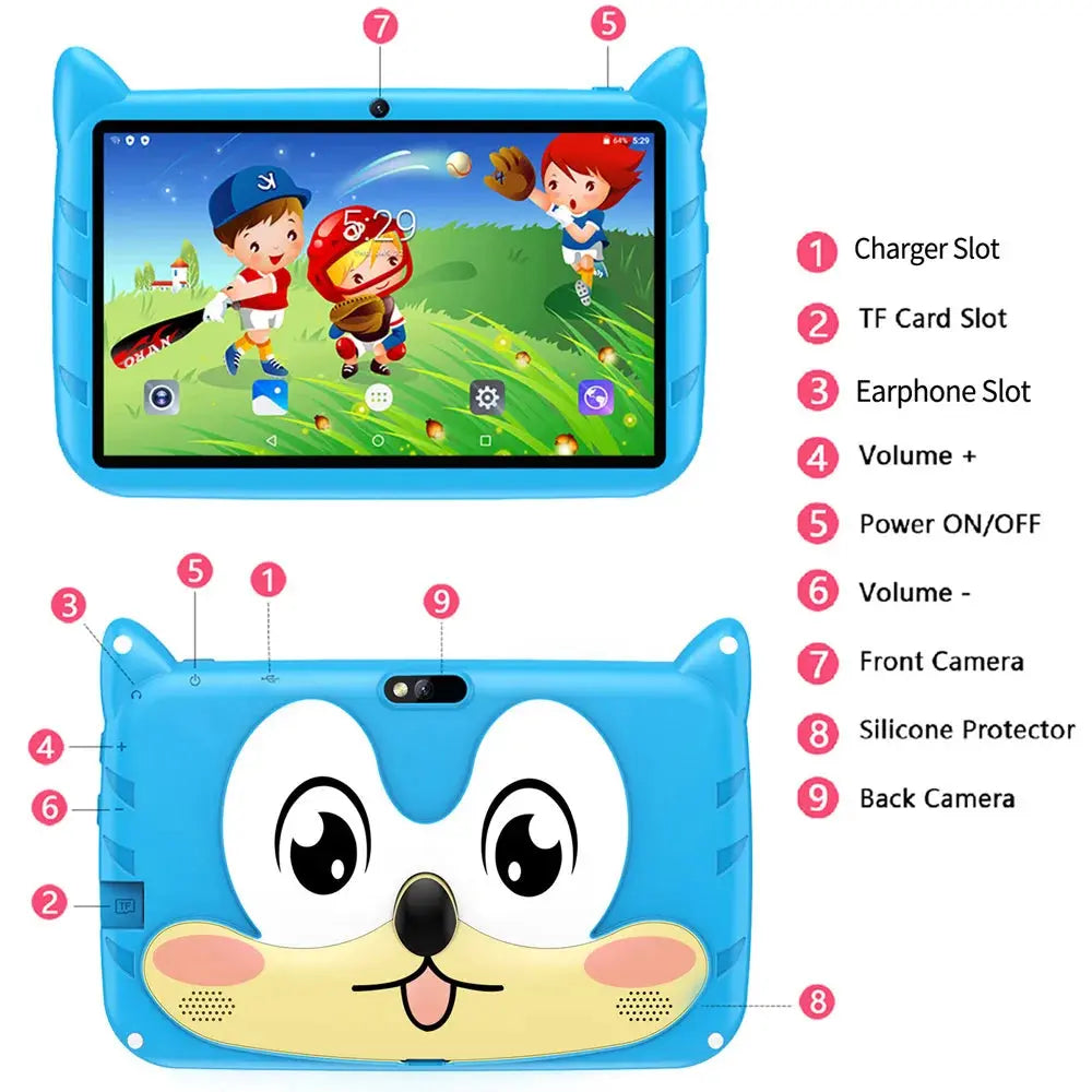 BDF 7" Kids Tablet – Android 13, 4GB+64GB, 1TB Expandable, 5G WiFi, 4000mAh, Dual Trikidsworld