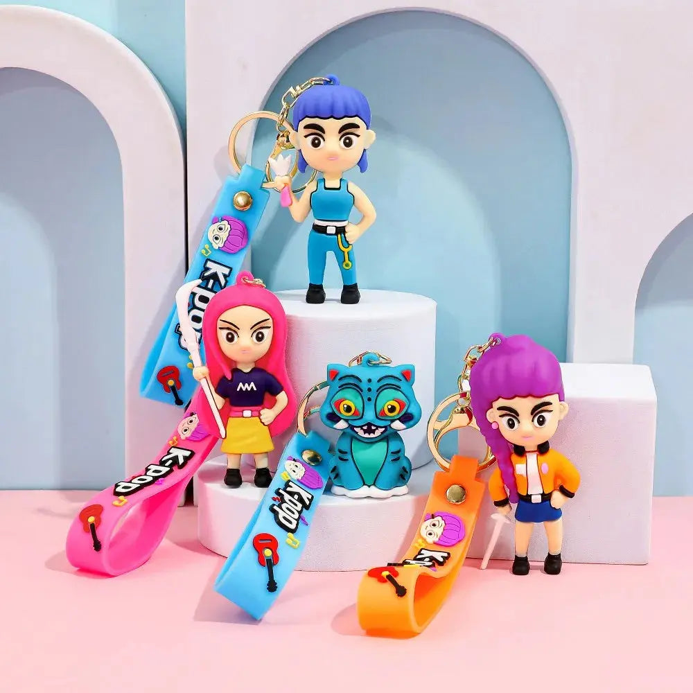 3D Printed Anime Movie Kpop Demon Hunters Girls Derpy Keychains Doll Cute Tiger Action Model Toy Collection Gifts Trikidsworld
