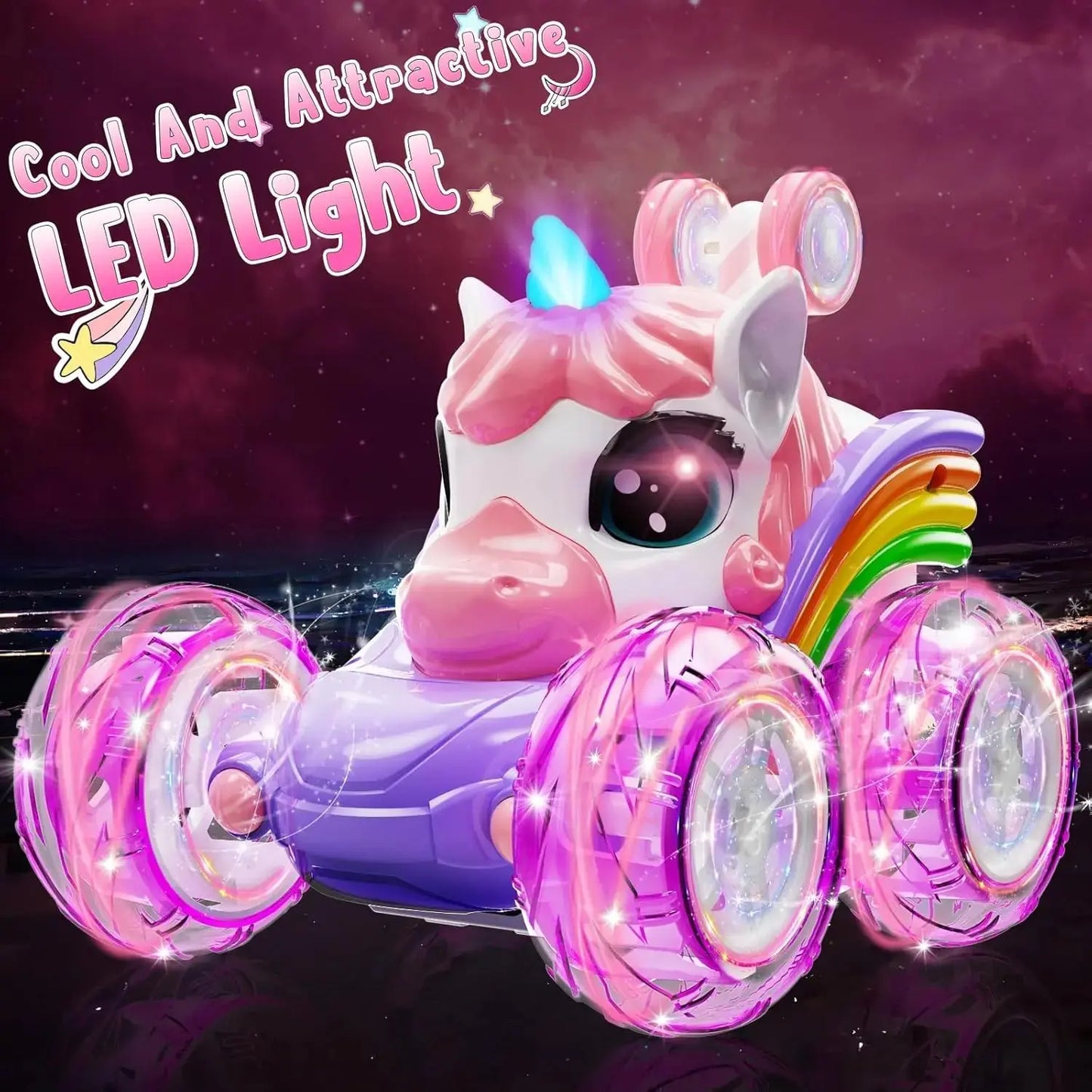 Unicorn Remote Control Car for Girls, 360° Rotating 4WD Stunt RC Cars with Cute Lights, Rechargeable Toys-Kid Birthday Gifts Trikidsworld