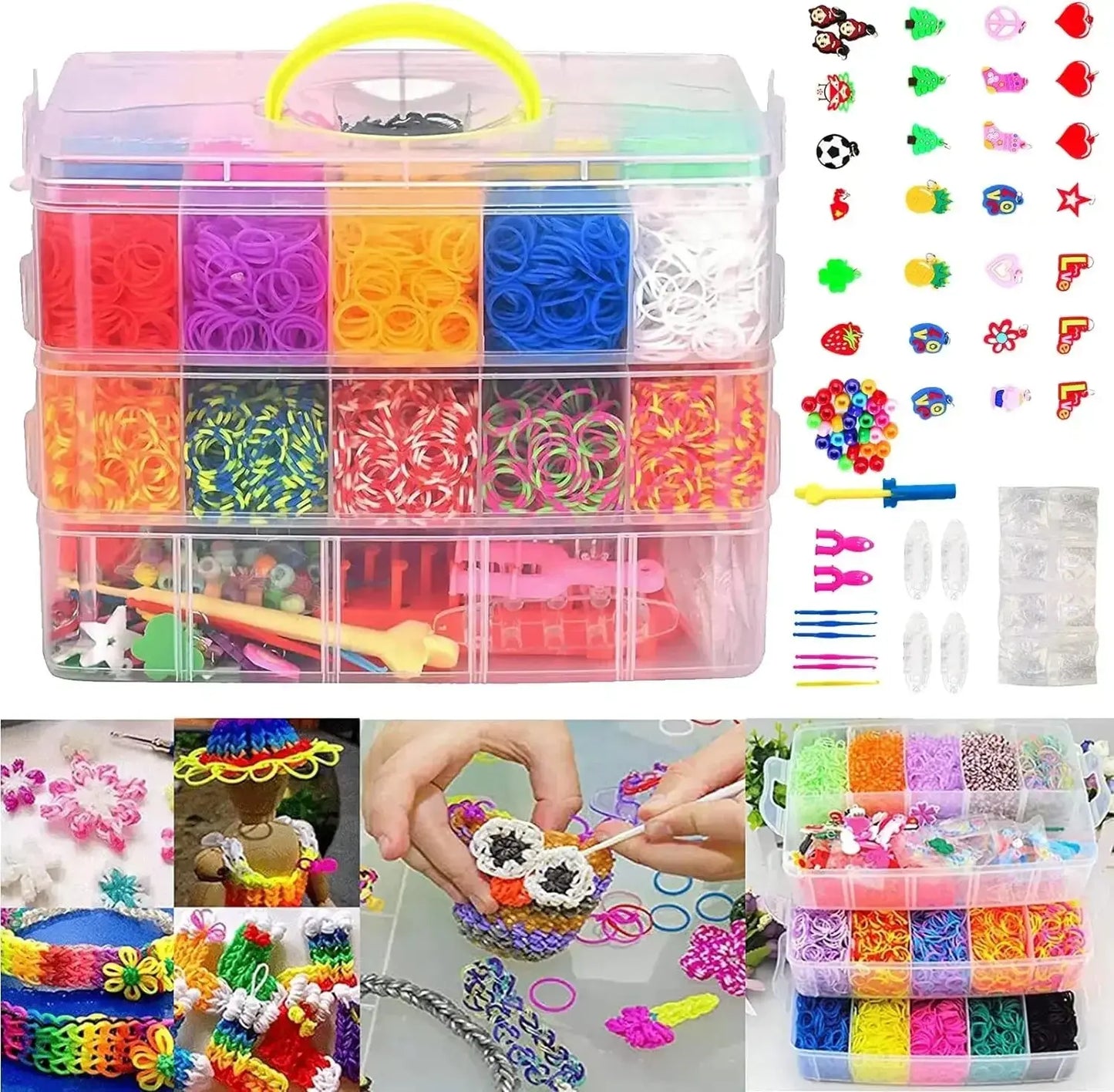 DIY Handmade Rubber Bands Loom Weaving Tool Box Bracelet Kit Toys for Children Knitting Elastic Art Crafts Beaded Toys Girls Trikidsworld