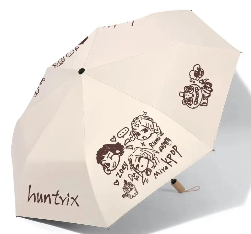 Anime Kpop Demon Hunters Surrounding Prints Sunscreen Folding Rain Umbrella Reinforce Durable Wind Resistance Children's Gift Trikidsworld