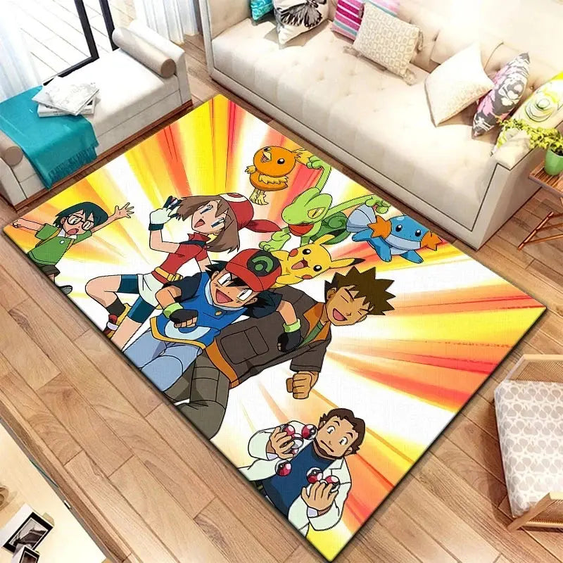 MINISO DISNEY Pikachu Cartoon Carpet Animation for Children Living Room Bedroom Floor Mat Kitchen Children's Bedroom Rug Decor Trikidsworld