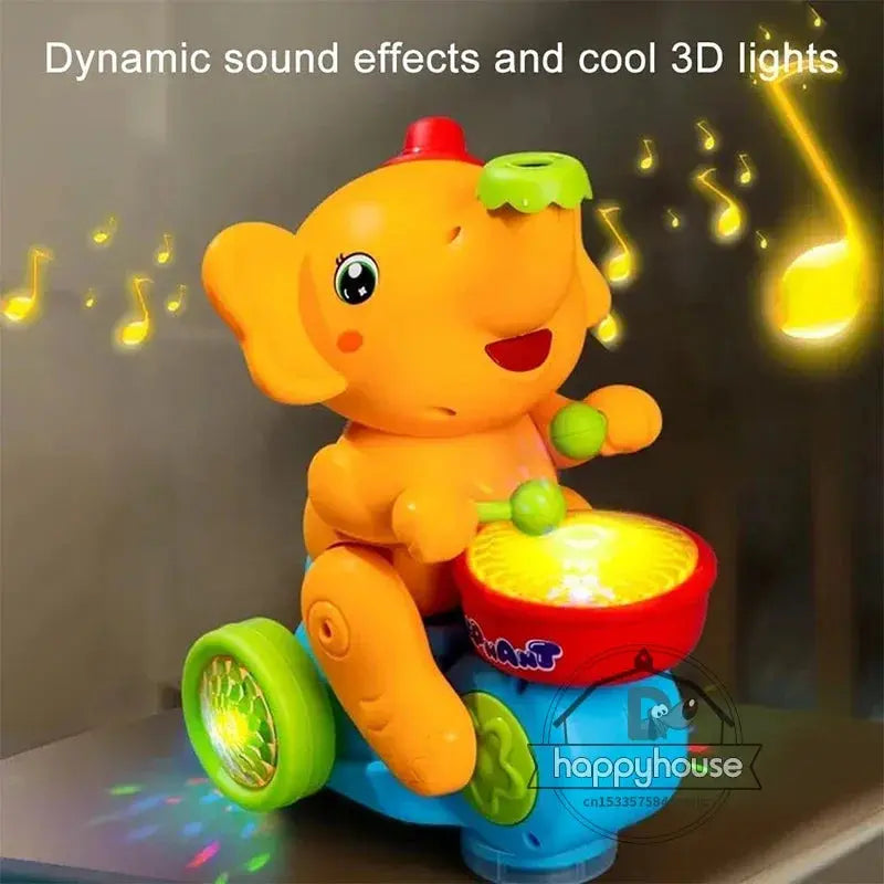 Musical Walking Elephant Drummer Toys for Kid Musical Toy with LED Light Music Sensory Activity Toys Learning Educational Toys Trikidsworld