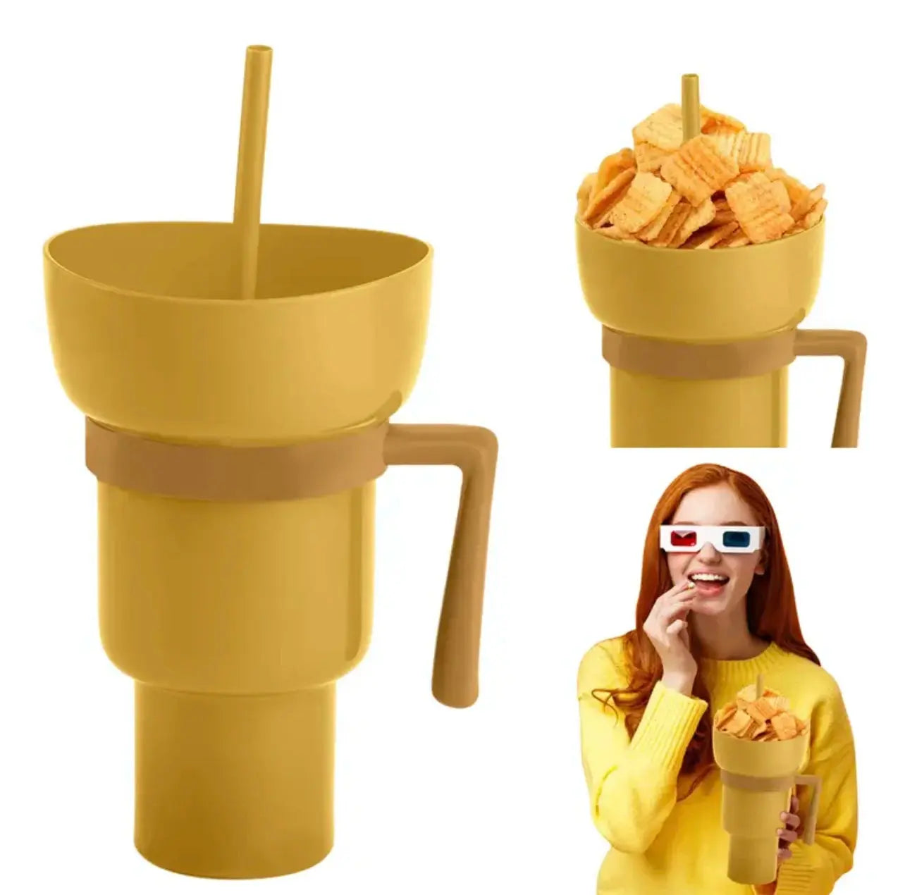 New 2 IN 1 Creative Popcorn Snack Cup Integrated Beverage Cup With Handle Portable Beverage Cup Novel Design And Many Functions Trikidsworld