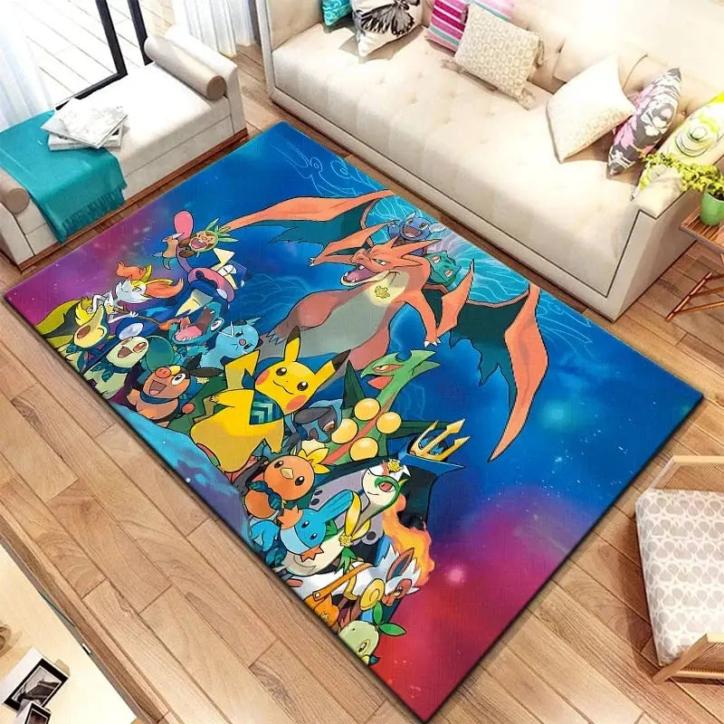 MINISO DISNEY Pikachu Cartoon Carpet Animation for Children Living Room Bedroom Floor Mat Kitchen Children's Bedroom Rug Decor Trikidsworld
