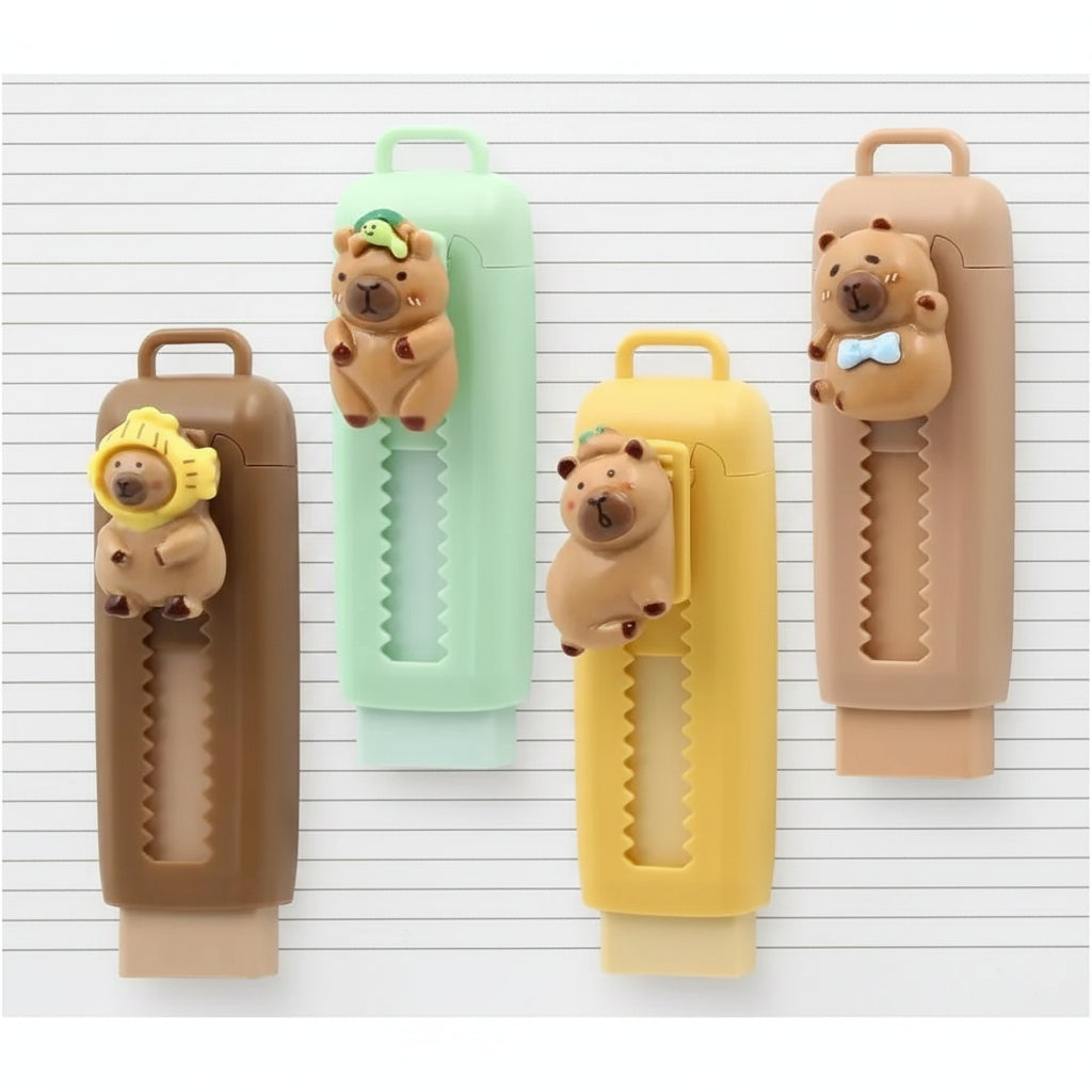 1/4pcs Capybara Erasers Set Cartoon Design 4B Eraser Retractable for Drawing Exams Kids Students Back to School Stationery A3013 Trikidsworld