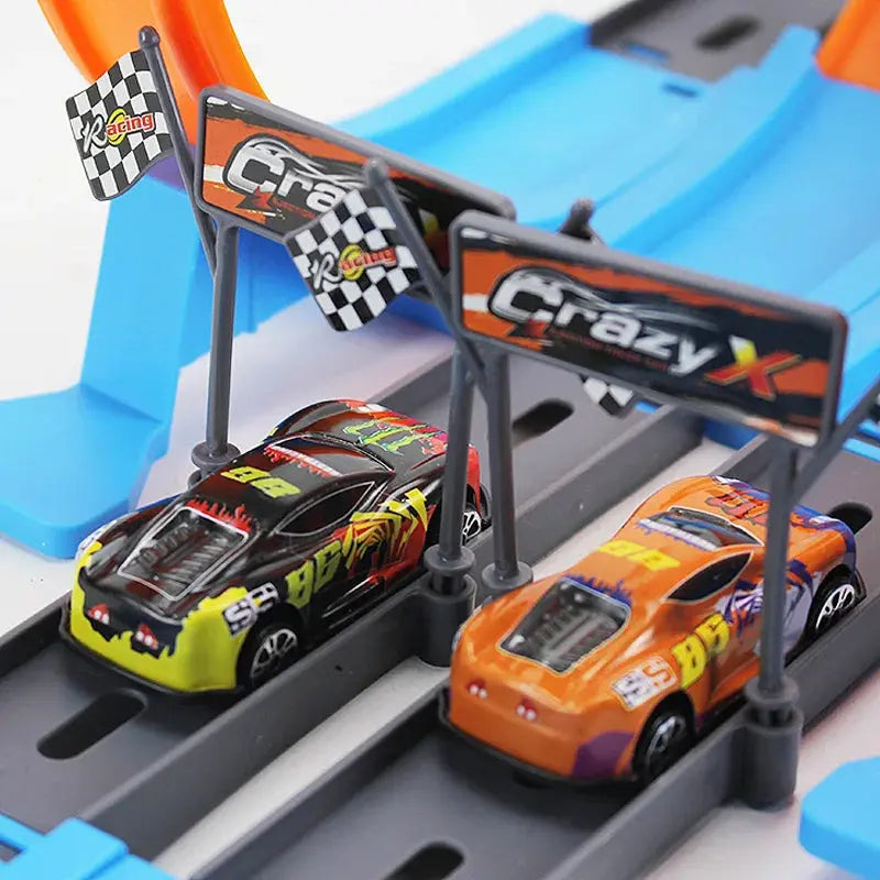 Kids Double Car Wheels Model Racing Track Toys DIY Assembled Rail Kits Catapult Rail Car Racing Boy Toy For Boys Girls Gifts Trikidsworld