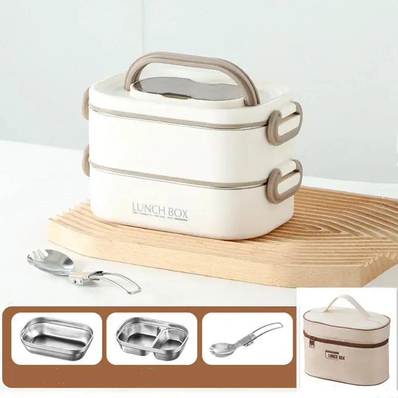 1500ml Double Layers Stainless Steel 304 Thermal Lunch Box With Insulation Bag Leak-Proof Bento Box Adult Student Food Container Trikidsworld