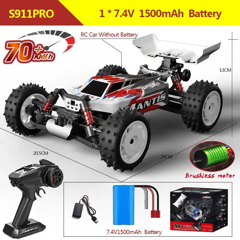 S911PRO 1:16 4WD RC Car 70KM/H or 50KM/H Remote Control Cars High Speed Drift Brushless Monster Truck For Kids VS Wltoys 144001 Trikidsworld