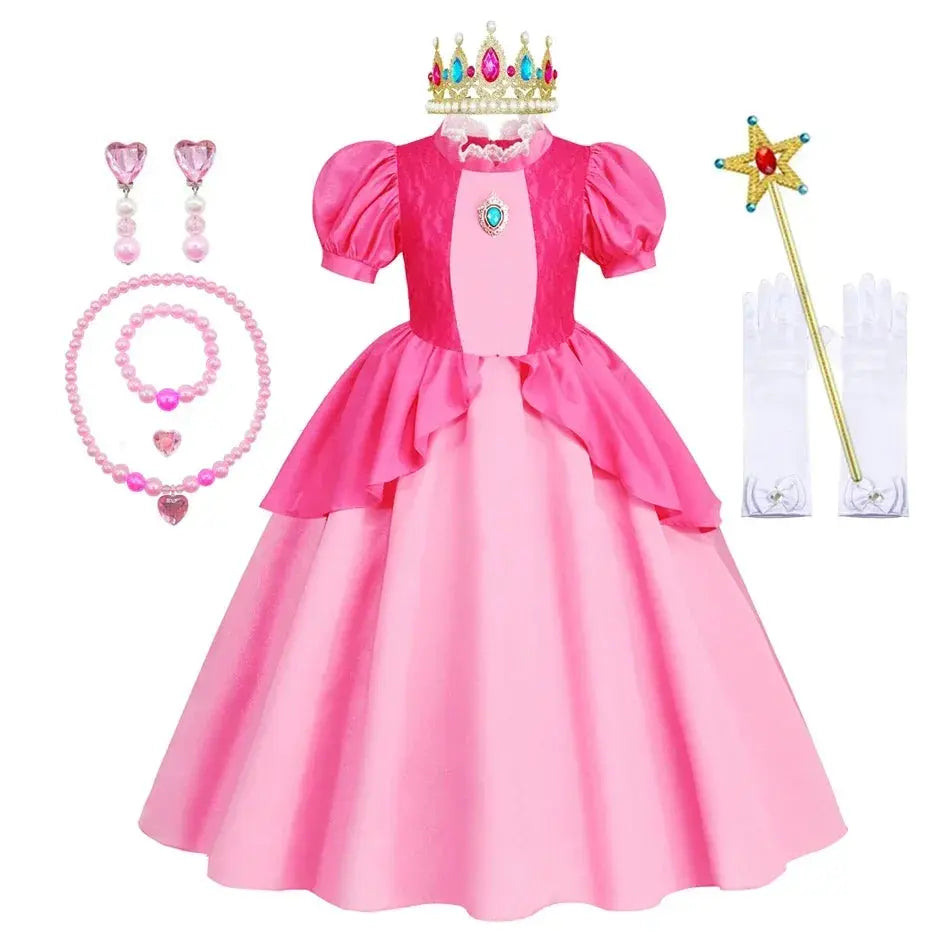 Peach Costume Girl Rosalina Dress Daisy Cosplay Children Birthday Party Dresses for Girls Trikidsworld
