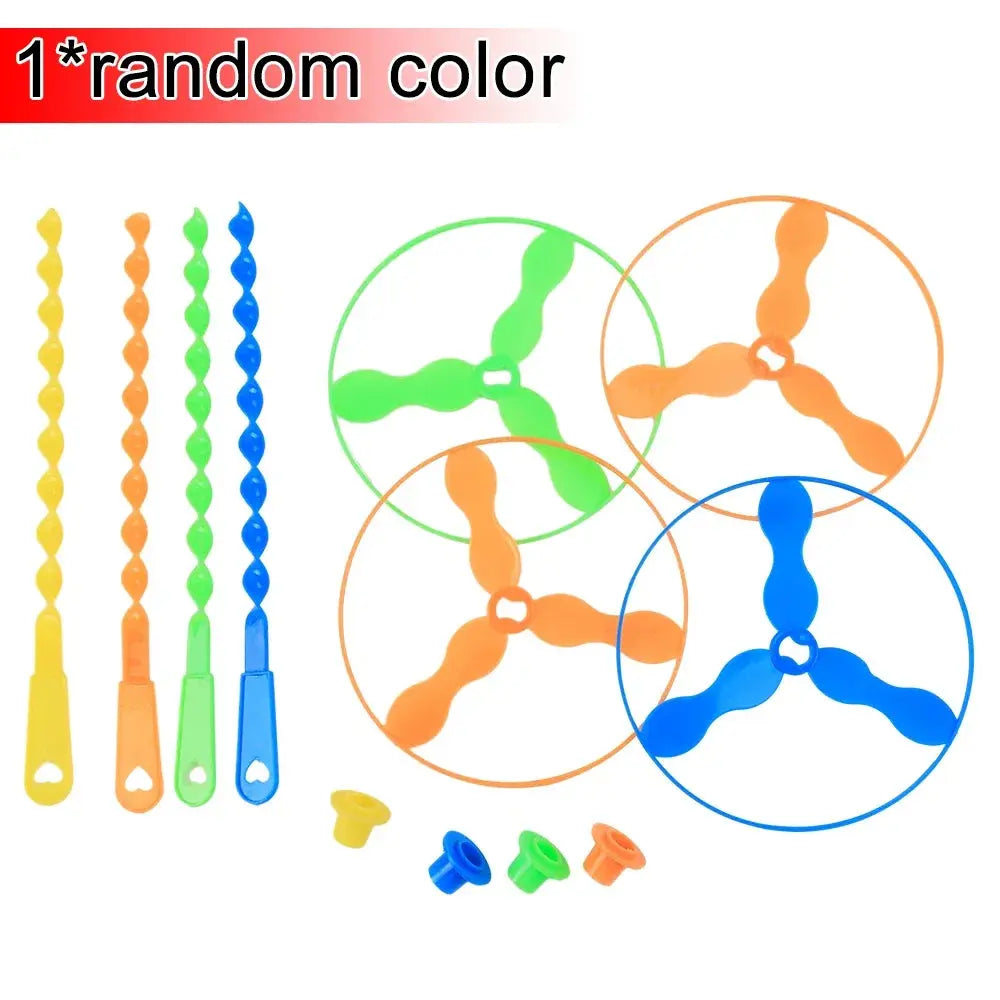 1-10Pcs Flying Helicopter Toy Hand Rotating Circle Bamboo Dragonfly Hand Rub Plastic Propeller for Outdoor Flying Toy Kids Gift Trikidsworld