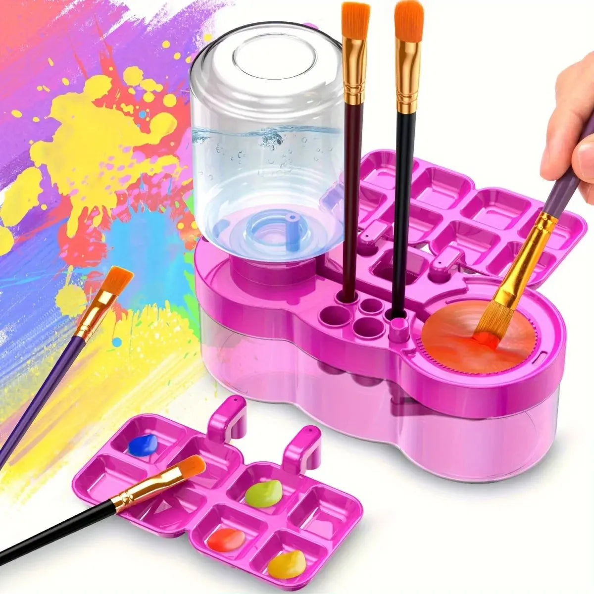 New Paint Brush Cleaner With Drain Button Automatic Water Circulation Paint Brush Cleaning Machine Cleaning Bucket Art Tools Trikidsworld