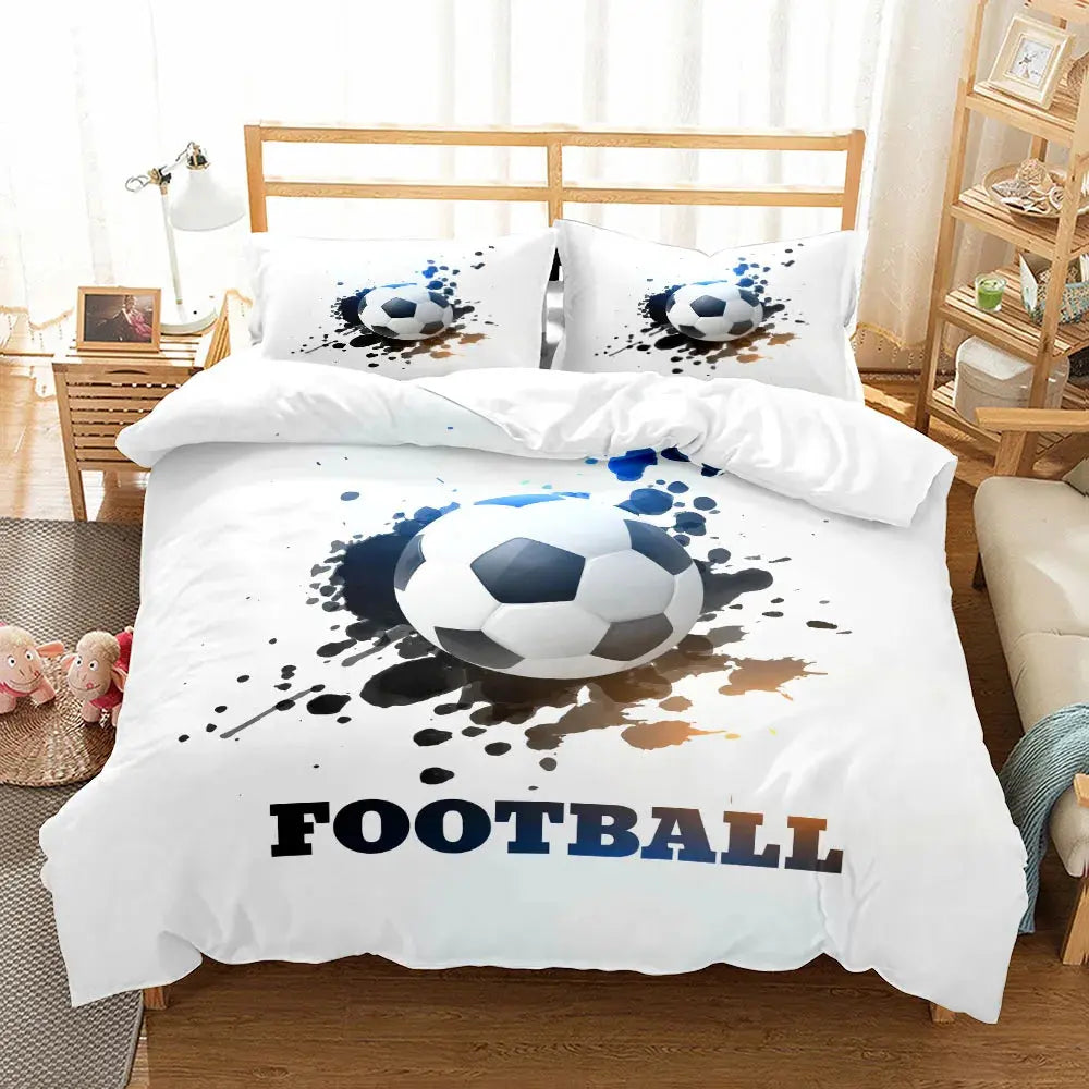 Watercolor Soccer Children Duvet Cover Set King Queen Double Full Twin Single Size Bed Linen Set Trikidsworld